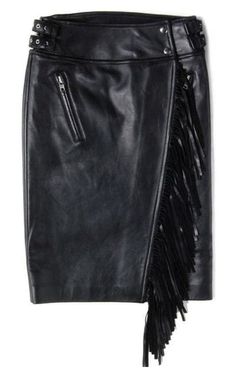 SacaiLeather Fringe Moto Skirt - Runway Catalog Leather Fringe Skirt, Fringe Skirt, Moto Style, Black Midi, Skirts Online, Leather Fringe, Yohji Yamamoto, Birmingham, Crossover