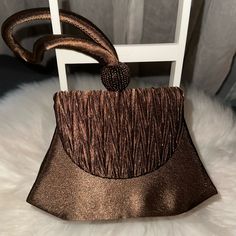 Moni Couture Dark Satin Brown Evening Bag Wristlet Or Crossbody New Without Tags. Chic Evening Wristlet In Rectangular Shape, Chic Evening Bag With Wrist Strap, Brown Handheld Evening Bag, Elegant Handheld Clutch With Wrist Strap, Evening Rectangular Wristlet With Wrist Strap, Chic Handheld Bag With Wrist Strap, Rectangular Clutch With Wrist Strap For Formal Events, Evening Bags With Wrist Strap, Rectangular Clutch With Wrist Strap For Formal Occasions