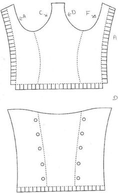 the front and back views of a sewing pattern for a top with buttons on it