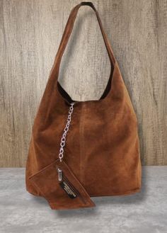 Real Suede Leather Tote bag Slouch Bag Hobo Handbag Suede Leather shoulder bag Open top with magdot closure  Additional zipped purse with chain  Silver tone metal hardware  Soft Real Suede  Handle drop: 38cm  Dimensions: H60cm x W37cm x D16c Slouch Bag, Slouch Bags, Soft Leather Bag, Suede Tote, Suede Handbags, Chain Silver, Leather Hobo Bag, Boho Bag, Small Purse