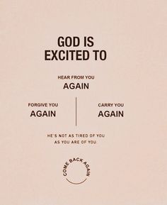 an advertisement with the words god is excited to hear from you again