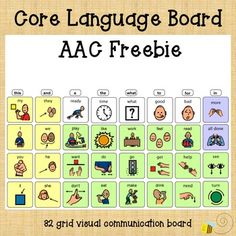 a poster with the words core language board aac freebie and pictures on it