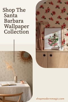 an advertisement for the santa barbara wallpaper collection