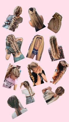 Collage Hairstyles Collage, Photo Hairstyles, Hair Collage, Cute Sporty Hairstyles, Volleyball Hair, Soccer Hair, Sports Hair