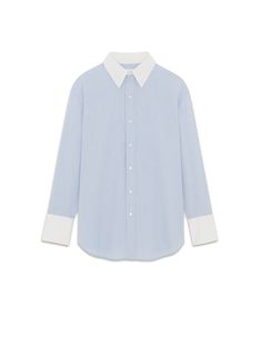 Saint Laurent's Cotton Poplin Boyfriend Shirt is a long shirt with a masculine cut, featuring a contrasting pointed collar and cuffs, complete with a one-button placket and a curved hem. Cowl Back Dress, Boyfriend Shirt, Shirts Blouses, Pant Shirt, Long Shirt, Cotton Style, Button Placket, Winchester, Cotton Poplin