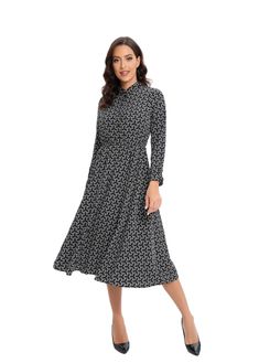 This modest dress is perfect for any modern occasion. Crafted from a soft poly fabric, it is fully lined for a comfortable fit, with the exception of the sleeves. With a length of 49.5 inches from the highest point of the shoulder, this dress is a great addition to your wardrobe. Shop now for a sophisticated dress with a modern print! Hand wash, Line dry, Cool iron, Do not bleach, Do not tumble dry. Please refer to our body measurements guide for your best fit. Model is 5'7" tall and wearing a s Modest Midi Dress, Modest Dress, Sophisticated Dress, Modern Print, Modern Prints, Modest Dresses, Modest Outfits, Long Sleeve Knit, Body Measurements