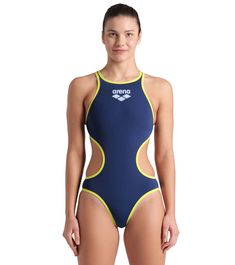 Arena Women's One Big Logo One Piece Swimsuit at SwimOutlet.com Technical Moisture-wicking Swimwear For Training, Fitted Technical Swimwear For Swimming, Technical Fitted Swimwear For Swimming, Technical Sports Swimwear With Moisture-wicking, Sporty Breathable Swimwear For Sports, Functional Breathable Swimwear For Training, Sporty Breathable Swimwear For Training, Breathable Functional Swimwear For Swimming, Functional Breathable Swimwear For Swimming