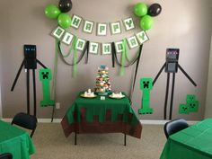 a room decorated in green and black for st patrick's day