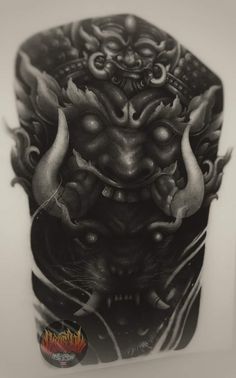 a black and white photo of a dragon tattoo