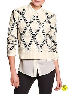 BR Factory Popcorn-Knit Crop Sweater | Banana Republic $24 Casual Textured Knit V-neck Cropped Sweater, Fall Cropped V-neck Sweater With Textured Knit, Banana Republic Sweater Women, Popcorn Sweater, Banana Republic Forever Sweater, Crop Sweater, Knit Crop, Dress Shirts, Cropped Sweater