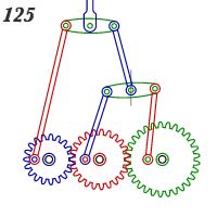 an image of a bicycle with gears on the front and rear wheels in different colors