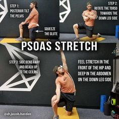 a man doing squats with the instructions below