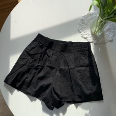 New Without Tags Black Summer Shorts. High Waisted. Size Large. Brand: Dynamite Clothing High Waist Elastic Black Shorts, Black High Waist Elastic Shorts, Black Summer Bottoms With Banded Waist, Black Relaxed Fit Shorts For Day Out, Relaxed Fit Black Shorts For Day Out, Black Stretch Summer Bottoms, Black Elastic Shorts For Summer, Casual Black Bottoms With Banded Waist, Casual Elastic Black Bottoms