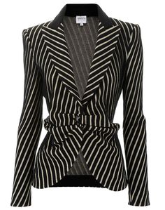 Armani Collezioni Black Sand Jacket Stripes Diy Vetement, Blazer Designs, Black Sand, Striped Blazer, Business Attire, Work Attire, Blazer Coat, Look Fashion, Outerwear Jackets