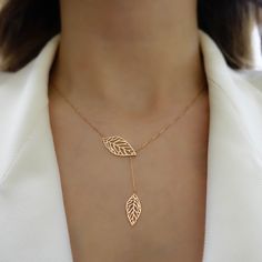 "\"Double Leaf Gold Necklace | Mother of Nature, Leaves of Tree Golden Pendant | Outline Hollow Leaves | Elegant Design | Gift for Her\" Perfect gift for your girlfriend, feyonce, wife, mother, daughter and for you best friend It can be gifted in anniversary, birthday, graduation, baby shower, and similar occasions. * Material: 14k Yellow Gold, 14k Rose Gold, 14k White Gold * Leaf Size (On Top): 0,87\" x 0,43\" // 22mm x 11mm (±5%) * Necklace Length: 14\" - 20\" // 35,6cm - 50,8cm (Please contac Delicate 14k Gold Filled Engraved Necklaces, Delicate Engraved 14k Gold-filled Necklaces, Delicate Engraved 14k Gold Filled Necklaces, Delicate Engraved Rose Gold Jewelry, Delicate Engraved White Gold Jewelry, Handmade Yellow Gold Lariat Jewelry, Rose Gold Clavicle Chain Jewelry In 14k Gold, Delicate 14k Rose Gold Necklace, Rose Gold 14k Clavicle Chain Jewelry