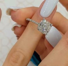 White Gold Cushion Cut Engagement Ring, Engagement Rings Cushion Cut, Cushion Cut Engagement Ring Solitaire, Cushion Cut Wedding Rings, Most Beautiful Engagement Rings, Engagement Rings Cushion Solitaire, Propose Ring, Hidden Halo Engagement Ring, Nice Jewelry