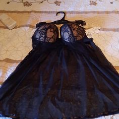 Blk 2 Piece Lingerie Coquette Style Camisole For Night, Black Underwire Sleepwear For Loungewear, Black Lace Underwire Sleepwear, Women's Intimates, Carry On, Victorian Dress, Amber, Pajamas, Lingerie