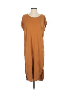 Mahina Casual Dress Size: Small Brown Dresses - used. 82% MODAL, 18% POLYESTER, High/Low, Crew Neck, Solid, Midi/Calf Length, Short Sleeve | Mahina Casual Dress: Brown Solid Dresses - Size Small Casual Viscose Tunic Dress, Casual Midi Dress With Side Slits For Fall, Casual Fall Midi Dress With Side Slits, Casual Rayon Tunic Dress, Casual Long Maxi Dress In Rayon, Casual Short Sleeve Maxi Dress In Viscose, Casual Long Midi Dress With Side Slits, Casual Solid Midi Dress With Side Slits, Casual Midi Dress With Side Slits For Daywear