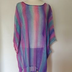 Hand Painted Ombre Silk Caftan. One Of A Kind And Versatile For Casual Or Formal Occasions. This Will Fit Multiple Sizes. You Can Alter The Side Seam To Make It More Fitted If Desired. Easy Care, Machine Wash On Delicate, Cold Water Gentle Detergent Or Shampoo And Hang Dry. Camilla Style Beach Caftan Kaftan Maxi Dress Resort Wear Runway Summer Holiday. Tie Dyed Pink Blue Purple Peach Bohemian Designer Beach Party Or Lounge Wear Travel Boho Jetset Gypset Holiday Festival Beach Pool Party Resort Wear Runway, Casual Hand-dyed Kaftan For The Beach, Pink V-neck Kaftan For Beach Cover-up, Tie Dye Free Size Kaftan For Beach Cover-up, Tie Dye Long Kaftan For Beach Cover-up, Bohemian Sundress, Beach Pool Party, Flower Midi Dress, Pioneer Dress