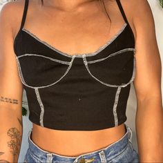 This Is Cropped. I’ve Never Worn Before. Casual Black Spaghetti Strap Crop Top, Party Crop Top, Bra Friendly, Black, Black Scoop Neck Bra-friendly Crop Top, Black Cropped Y2k Tank Top, Black Cropped Bra-friendly Tops, Black Cotton Bra-friendly Crop Top, Black Strappy Crop Top Camisole, Y2k Black Cami Crop Top, Black Crop