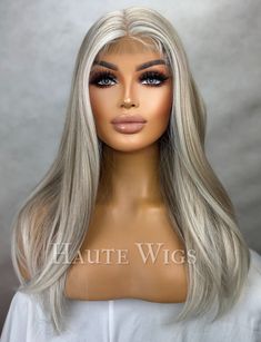 ❤️ Our Luxury Wig Is Made From The Highest Grade Of Synthetic Fibers For An Outstanding Wig. She Is Heat Resistant 130-160oC (266-320oF). She Should Never To Be Dyed Or Bleached. So Beautiful ! A Head Turner ! Lace front with fixed lace parting ❤️ S-m Inner Wig Cap Size With Adjustable Straps For Extra Security. This Wig Will Look Stunning On All Ladies And Skin Tones. You Will Receive So Many Compliments ! ❤️ So Full And Voluminous Yet Lightweight When Worn. Long Lasting & Affordable! ❤️ Super White Balayage, Highlights Streaks, Wig Straight, Balayage Highlights, Long Wigs, Wig Cap, Synthetic Wigs, Heat Resistant, Lace Front