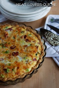 a quiche sitting on top of a wooden table