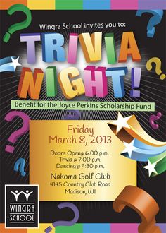 the flyer for trivia night