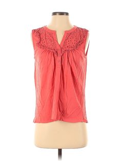 Ann Taylor LOFT Sleeveless Blouse Size: Small Tops - used. 100% COTTON | Ann Taylor LOFT Sleeveless Blouse: Red Tops - Size Small Red Sleeveless Summer Blouse, Red Sleeveless Cotton Blouse, Casual Red V-neck Tank Top, Red V-neck Summer Tank Top, Red V-neck Camisole For Summer, Red Sleeveless Blouse, Forever 21 Spring V-neck Tank Top, Red Top, Ann Taylor Loft