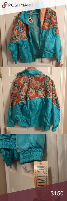 🔥JANEVE NWT 80s VINTAGE SILK JACKET PINK BLUE Brand new with tags. JANEVE activewear jacket Silk sport jacket coat Very retro look.  Made in the late 80s or early 90s I am guessing.  Very rare to find one brand new like this in this colorful color way janeve Jackets & Coats Retro Blue Windbreaker For Spring, Retro Long Sleeve Spring Windbreaker, Retro Long Sleeve Windbreaker For Spring, Retro Blue Windbreaker For Fall, Retro Hooded Windbreaker For Fall, Retro Hooded Fall Windbreaker, Blue Retro Track Jacket For Spring, Vintage Blue Outerwear For Spring, Blue Vintage Outerwear For Spring