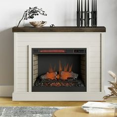 an electric fireplace in a living room