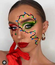 Creative Christmas Makeup, Reindeer Makeup, Christmas Makeup Looks, Christmas Party Makeup, Christmas Makeup Ideas, Christmas Eyeshadow, Christmas Eye Makeup, Light Makeup Looks