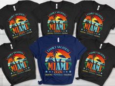 "★WELCOME TO TimaDesigns Etsy Shop!★  This listing is for one crew neck unisex t-shirt/ Hoodie Unisex/ Sweatshirt Unisex that says  \" Miami Vacation Family Vacation 2024 \", These shirts are great to personalize your get-together Family Vacation 2024 Shirt, Making Memories Together T-shirt, Summer Vacation T-shirts, Family Travel Matching Shirt, Custom Vacation Shirt! These shirts are super soft, light, comfortable, and well-made!  PERSONALIZATION: We absolutely love customizing orders for peop Graphic Tee T-shirt For Family Vacation, Black Crew Neck Top For Family Vacation, Blue Graphic Print T-shirt For Family Vacation, Black Pre-shrunk T-shirt For Family Vacation, Graphic Print T-shirt For Family Vacation, Relaxed Fit, Relaxed Fit Graphic T-shirt For Family Vacation, Family Vacation Letter Print Crew Neck T-shirt, Relaxed Fit Crew Neck T-shirt For Family Vacation, Relaxed Fit T-shirt For Family Vacation