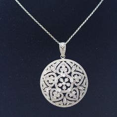 Brand New, Never Worn, With Tag Attached. Sterling Silver & Cubic Zirconia 1 1/4" Round Pendant With 18" Chain. Cubic Zirconia Medallion Jewelry With Diamond Accents, Medallion Jewelry With Diamond Accents In Cubic Zirconia, Silver Medallion Diamond Necklace Gift, Silver Medallion Diamond Necklace For Gift, Wedding Necklace With Diamond Accents, Medallion Shape, Wedding Necklace With Diamond Accents And Medallion, Wedding Medallion Necklace With Diamond Accents, Diamond Cut Pendant Bridal Necklace, Diamond Necklace With Large Pendant For Anniversary