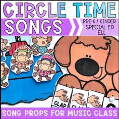 circle time song for kids with pictures of the animals and their names on it,