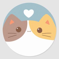 two cats face to face in a circle with a heart on the top and bottom