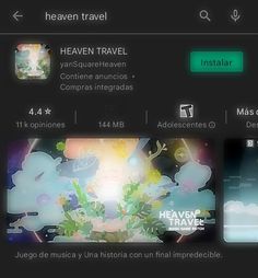 an image of a screen with the text heaven travel in spanish and english on it