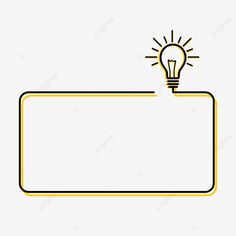 a light bulb on top of a rectangular yellow frame, icon, illustration png and psd