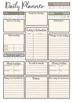 the daily planner is shown with notes and reminders