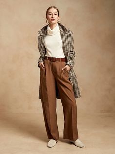 High-Rise Wide-Leg Pant | Banana Republic Camel Trousers Outfit, Brown Wide Leg Pants Outfit, Camel Color Outfits, Trousers Outfit Winter, Camel Pants Outfit, Banana Republic Outfits, Wide Leg Trousers Outfit, Wide Leg Pants Outfit, Style Wide Leg Pants