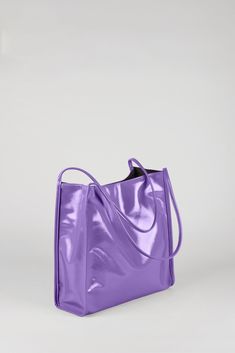 Lilac high shine PVC tote bag_1 Luxury Lavender Shoulder Bag For Everyday Use, Cheap Lavender Women's Bags, Cheap Handmade Purple Shoulder Bag, Cheap Playful Purple Bags, Cheap Functional Purple Bags, Cheap Functional Purple Bag, Purple Handbags Lyst, Luxury Lavender Shoulder Bag, Cheap Purple Shoulder Bag For Evening