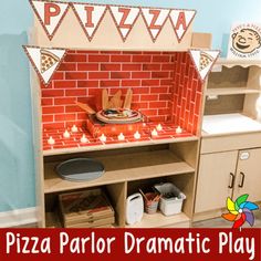 a pizza parlor dramatic play set with candles