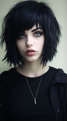 Goth Makeup Short Hair, Gothic Haircut Short, Emo Bob Haircut, Short Rocker Hairstyles For Women, Goth Bob Haircut, Gothic Hairstyles Short, Long Hairstyle Women, Short Alternative Hair, Gothic Haircuts