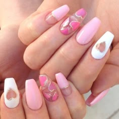 Nails Charms, Nagellack Trends, Nails Valentines, Heart Nail Art