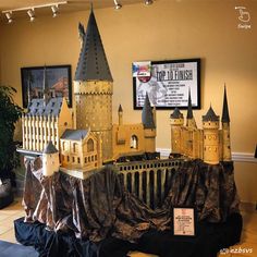 a castle made out of cardboard sitting on top of a table