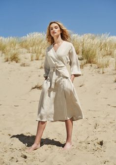 Women Linen Clothing, Grey Wrap Dress, Dress With Kimono, Natural Linen Dress, Linen Wrap Dress, White Wrap Dress, Summer Wraps, Long Linen Dress, White Linen Dresses