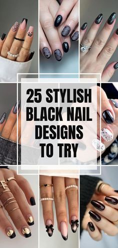 Black Nail Designs Emo, Black Nails Spring, Black Gel Nail Ideas, Simple Nail Designs For Short Nails, Dark Nail Inspiration, Black Short Nails Design, Short Square Black Nails, Summer Black Nails, Fun Black Nails