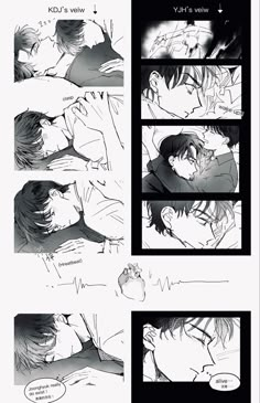 the storyboard shows two different scenes, one is kissing and another is being kissed