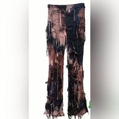 Beautiful And Unique Multicolored Tassel Pants Size (L) Nwot Black Casual Bottoms With Tassels, Casual Black Bottoms With Tassels, Casual Bottoms With Tassels For Fall, Wide Leg Pants With Fringe For Fall, Wide Leg Fringe Pants For Fall, Trendy Tasseled Bottoms For Party, Trendy Party Bottoms With Tassels, Fall Wide Leg Bottoms With Fringe, Fall Party Bottoms With Tassels