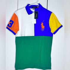 Beautiful Polo Shirt Beverly Hills Polo Club, Club Shirts, Polo Club, Green Orange, Green And Orange, Beverly Hills, Polo Ralph Lauren, Polo Shirt, Multi Color