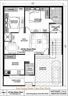 House Plans East Facing, Residential Plan, South Facing House, North Facing House, Vastu House